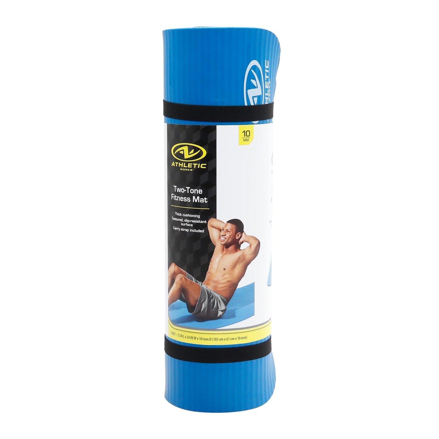 Blue Two Tone Fitness Mat with Carry Strap