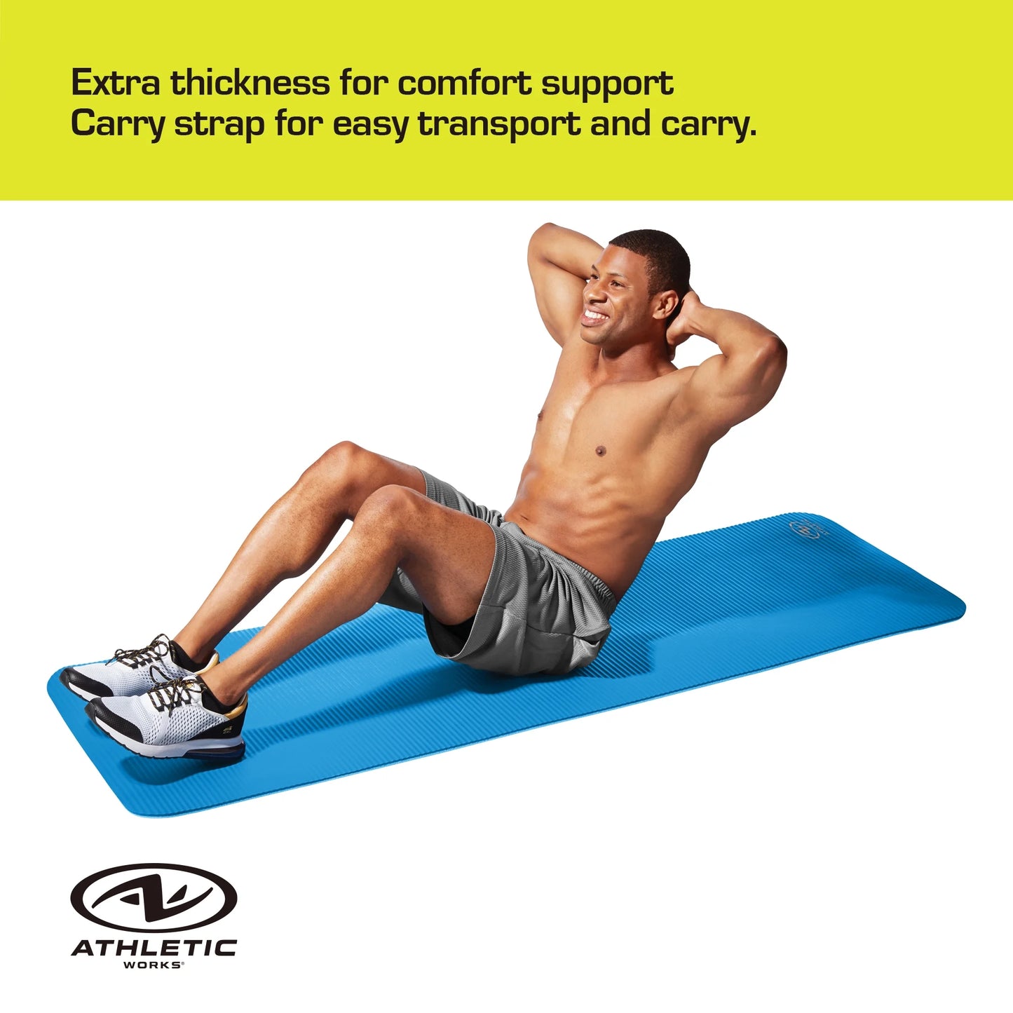 Blue Two Tone Fitness Mat with Carry Strap
