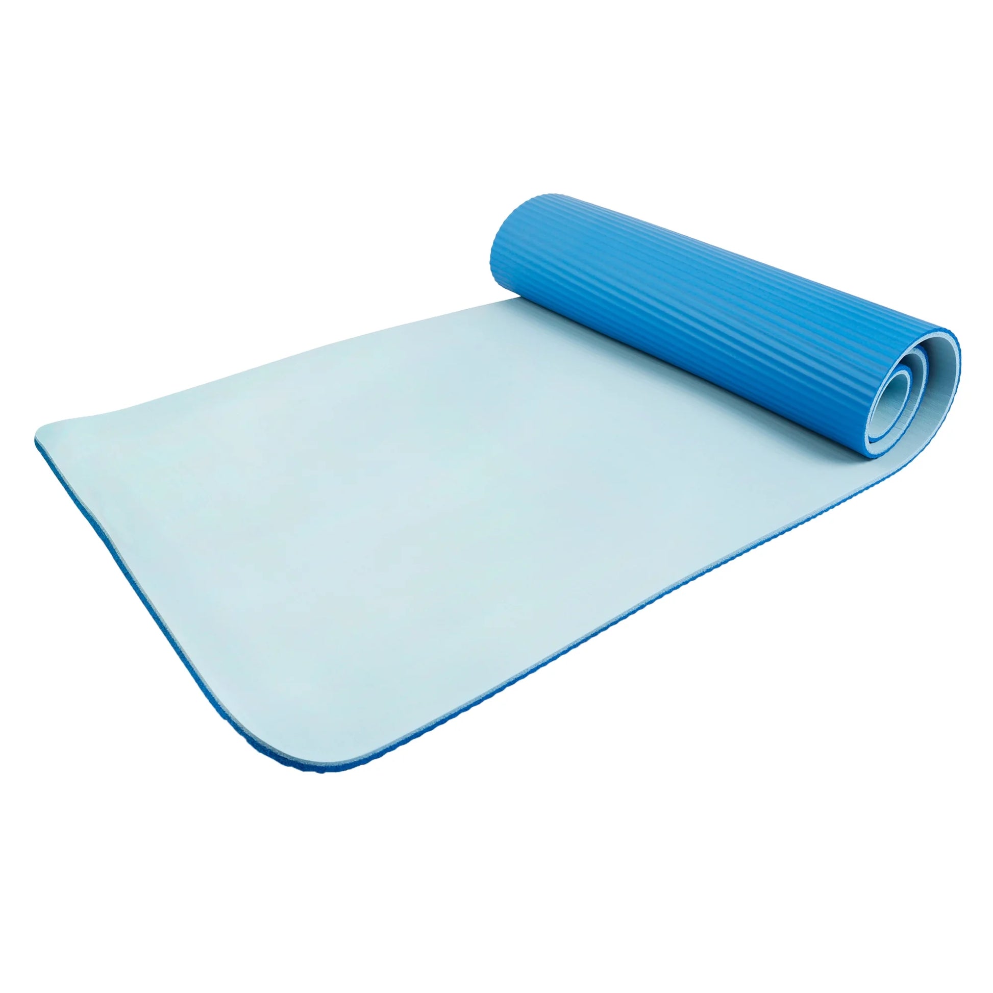 Blue Two Tone Fitness Mat with Carry Strap