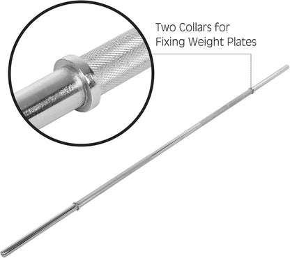 5ft Olympic Barbell with Weight Set for Weightlifting and Powerlifting, Strength Training Equipment with Two Spring Collars for Home Gym Fitness (A-Silver-5Ft)