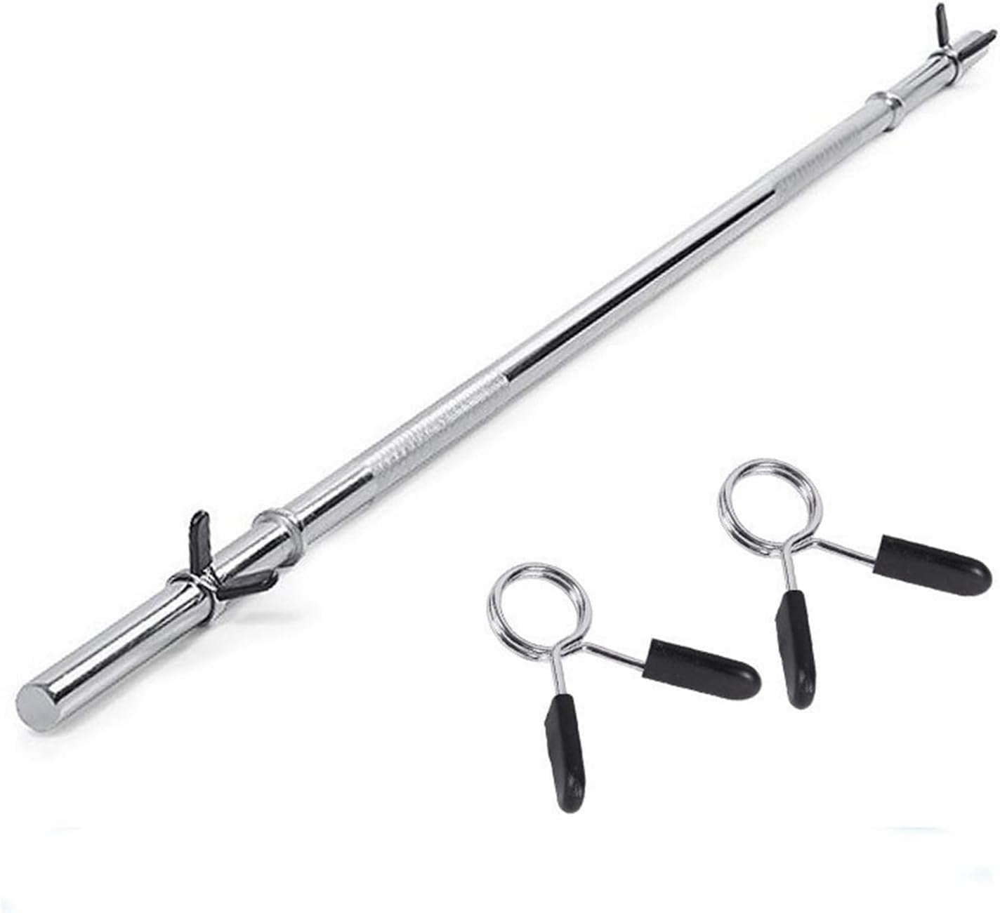 5ft Olympic Barbell with Weight Set for Weightlifting and Powerlifting, Strength Training Equipment with Two Spring Collars for Home Gym Fitness (A-Silver-5Ft)