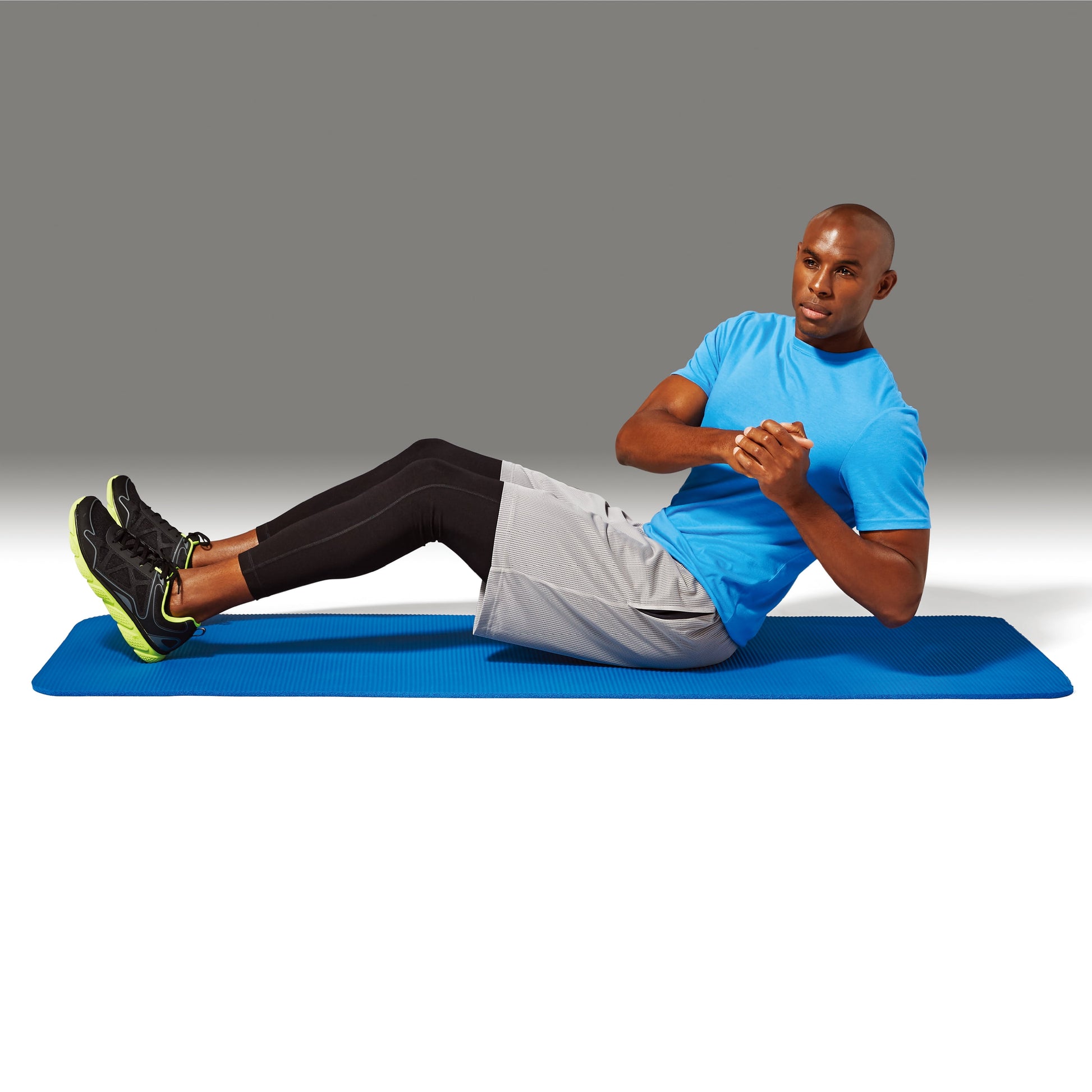Blue Two Tone Fitness Mat with Carry Strap