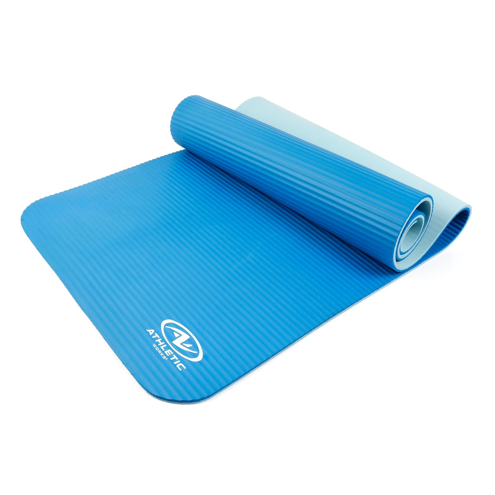 Blue Two Tone Fitness Mat with Carry Strap