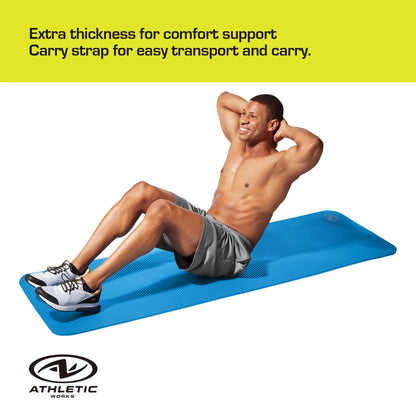 Blue Two Tone Fitness Mat with Carry Strap