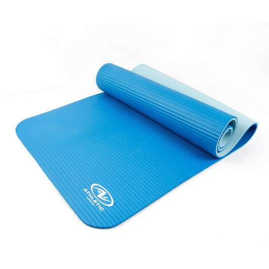 Blue Two Tone Fitness Mat with Carry Strap