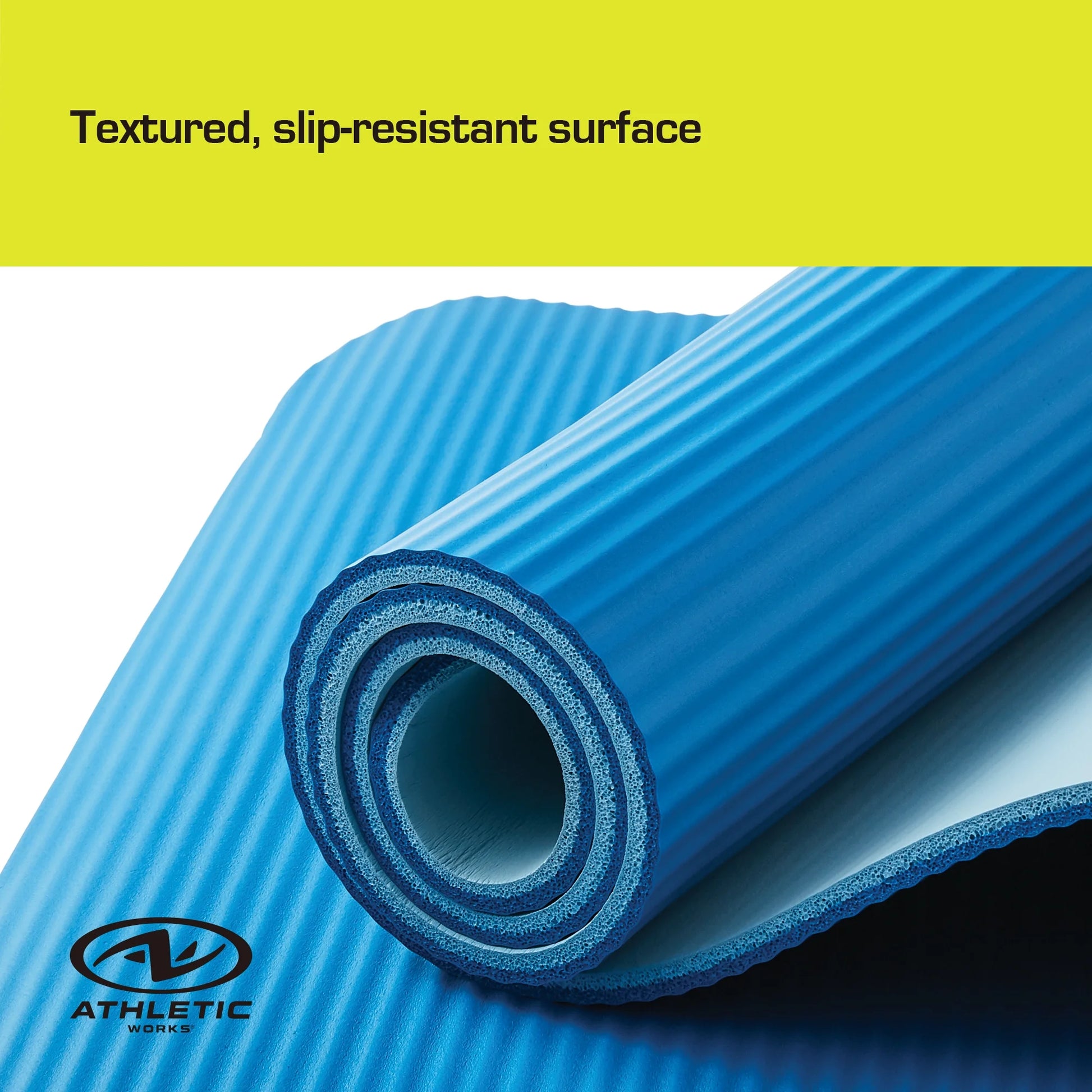 Blue Two Tone Fitness Mat with Carry Strap