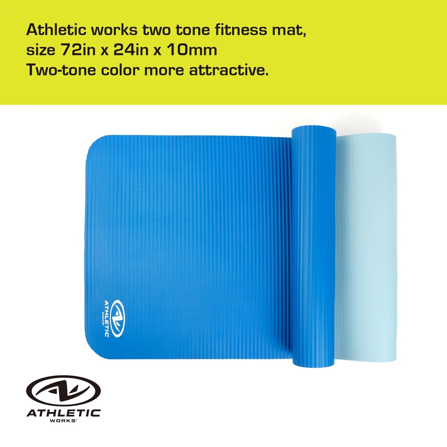 Blue Two Tone Fitness Mat with Carry Strap