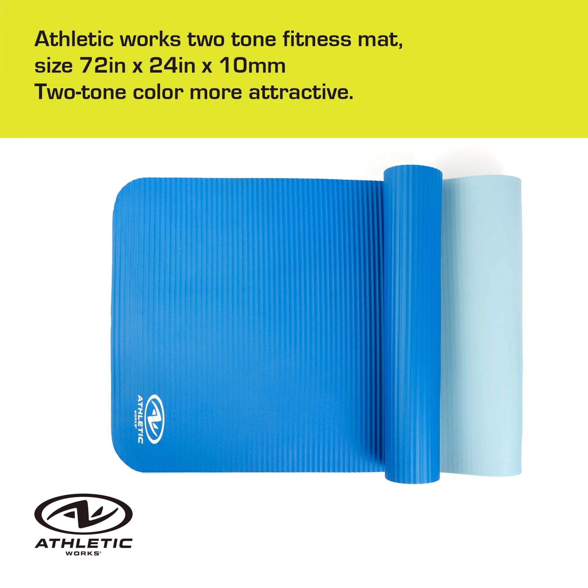Blue Two Tone Fitness Mat with Carry Strap